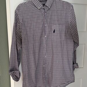 johnnie-O Blue and White Checkered Button Down Shirt